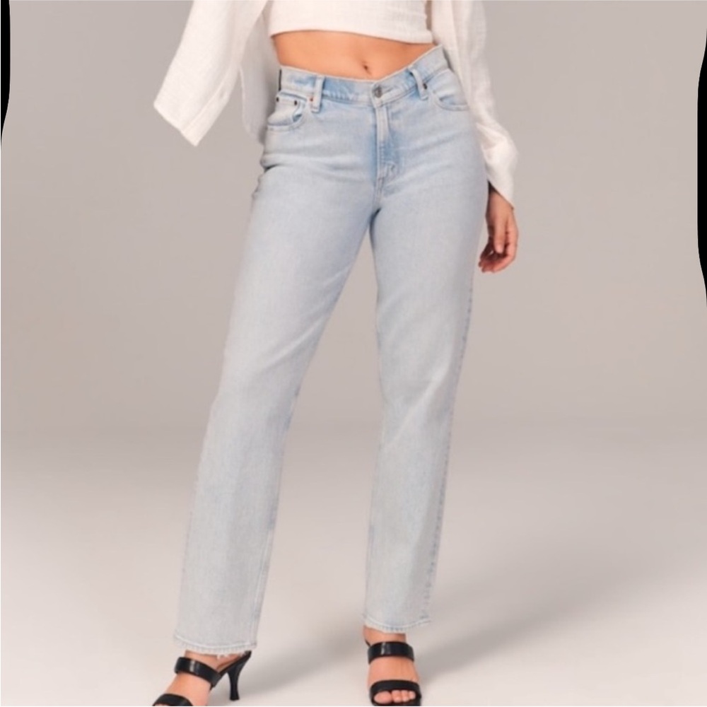 Abercrombie & Fitch 90s Straight Low Rise Curve Love Jeans size 27 Long Tall - Picture 3 of 12